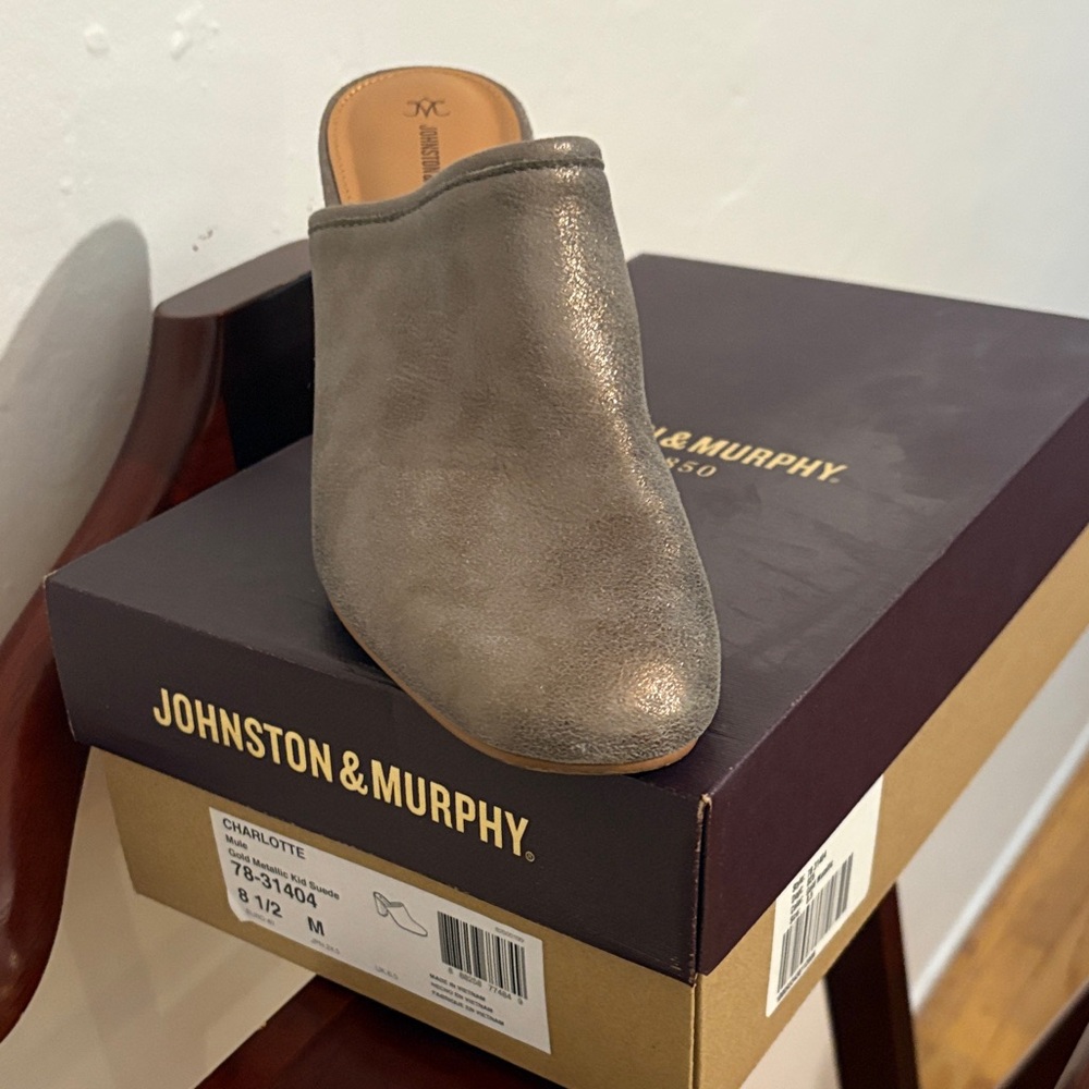 Johnston & Murphy Metallic Grey Slip-On Mule